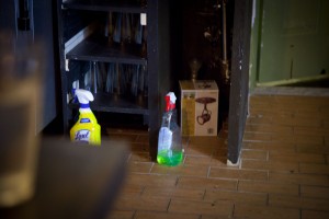 Cleaning supplies at Michael Bao restaurant