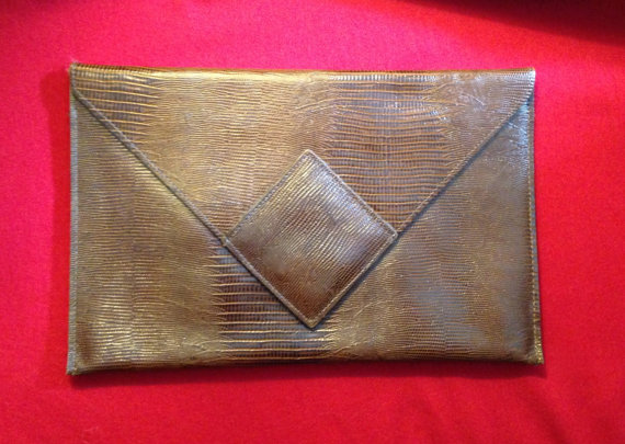 Gael Greene's Vintage Art Deco Embossed Leather Clutch Bag