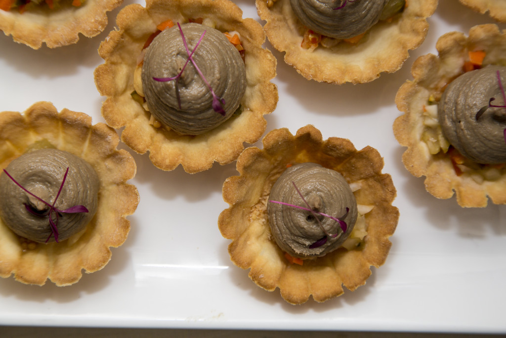 Smoked Wagyu Beef Liver Pâté with Giardiniera, Toasted Hazelnuts, and Housemade Mustard